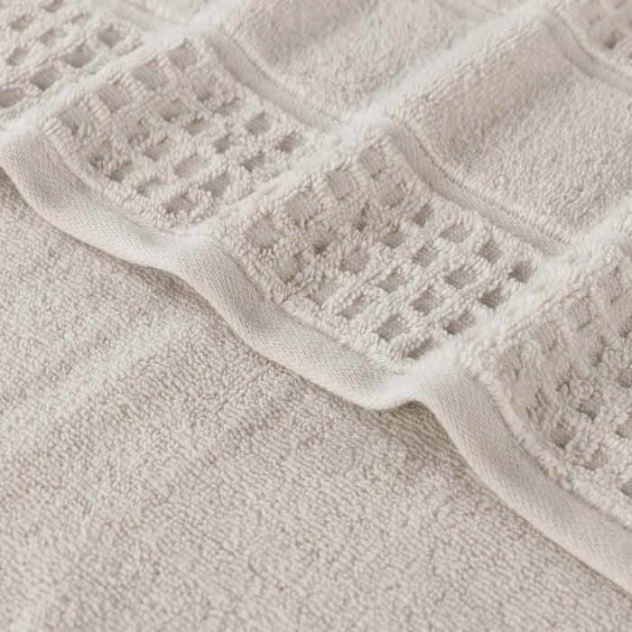 Zero Twist Cotton Waffle Honeycomb Plush Absorbent 9 Piece Towel Set - Stone