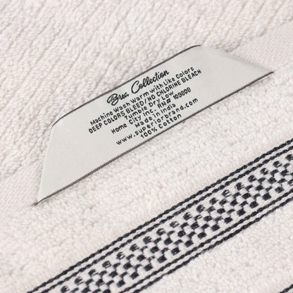 Zero Twist Cotton Ribbed Geometric Border Plush 9 Piece Towel Set - Blue Nile Mills