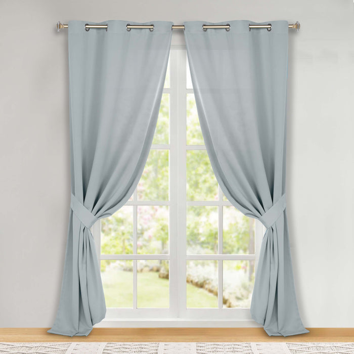 Solid Machine Washable Room Darkening Blackout Curtains, Set of 2 - StoneBlue