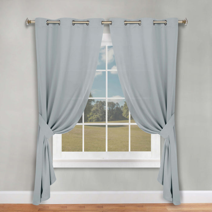 Solid Machine Washable Room Darkening Blackout Curtains, Set of 2 - StoneBlue