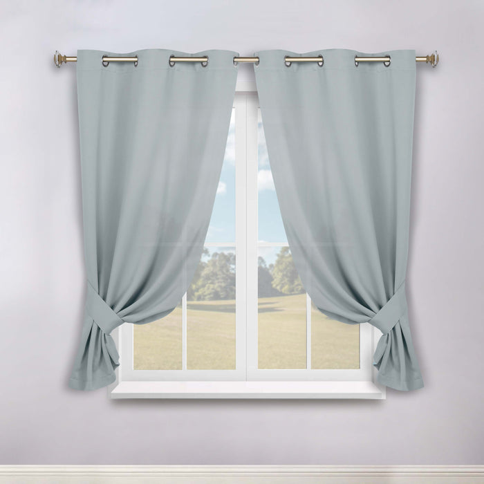 Solid Machine Washable Room Darkening Blackout Curtains, Set of 2 - StoneBlue