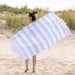 Coastal Resort Stripe Fouta 2 Piece Beach Towel with Tassels - Sunset