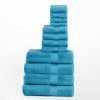 Organic Cotton Plush Solid Assorted 12 Piece Towel Set - Turquoise