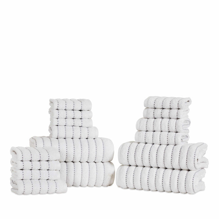 Organic Cotton Wave Plush Striped Assorted 16 Piece Towel Set
