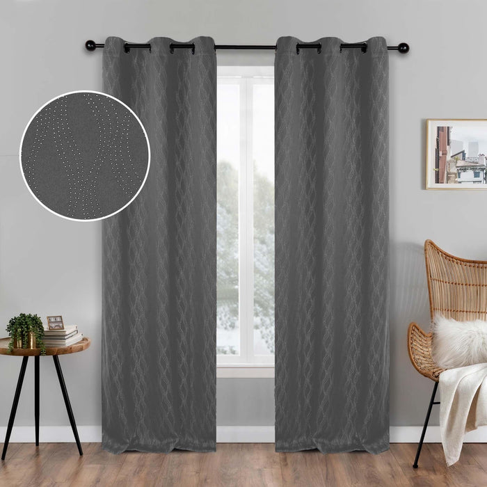 Zuri Textured Washable Room Darkening Blackout Curtain Panel Set