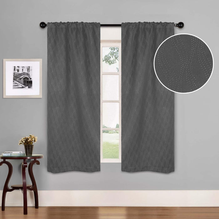 Zuri Textured Washable Room Darkening Blackout Curtain Panel Set