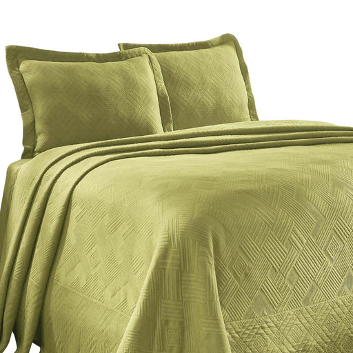 Geometric Fret Cotton Jacquard Matelasse Scalloped Bedspread Set - SweetPea