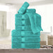 Egyptian Cotton Pile Plush Heavyweight Absorbent 9 Piece Towel Set -Turquoise