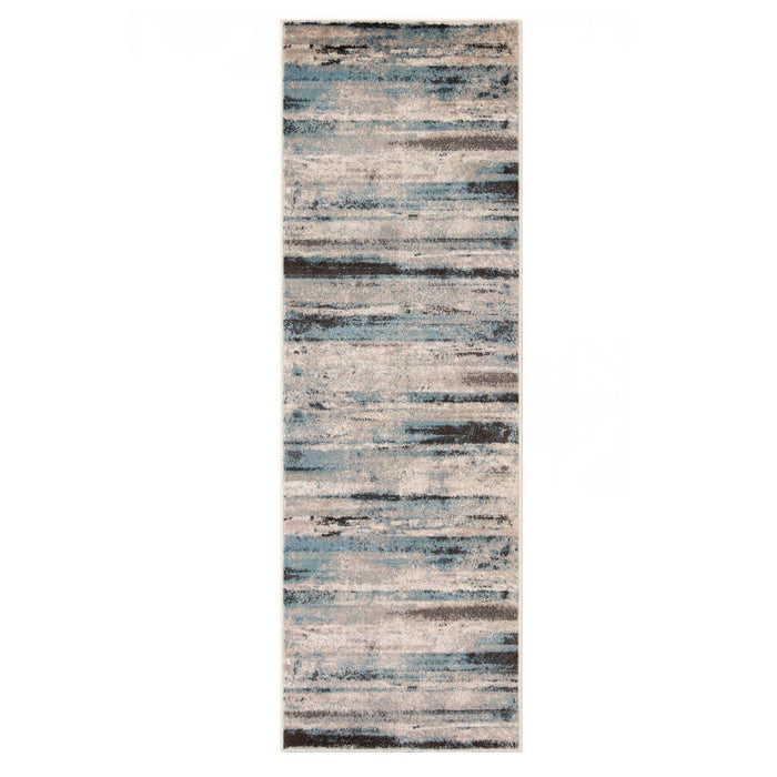Taia Striped Damask Indoor Area Rug or Runner Rug - Blue