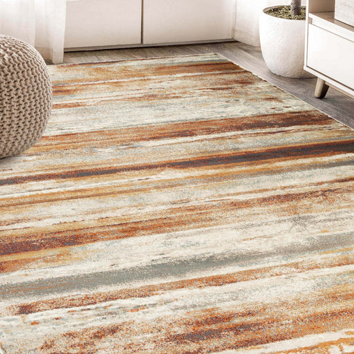 Taia Striped Damask Indoor Area Rug or Runner Rug - Rust