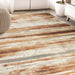 Taia Striped Damask Indoor Area Rug or Runner Rug - Rust