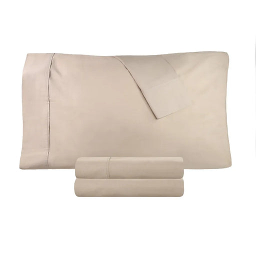 300 Thread Count Cotton Percale Solid Pillowcase Set  - Tan
