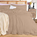 Cotton Linen Blend Solid 3-Piece Duvet Cover Set - Tan