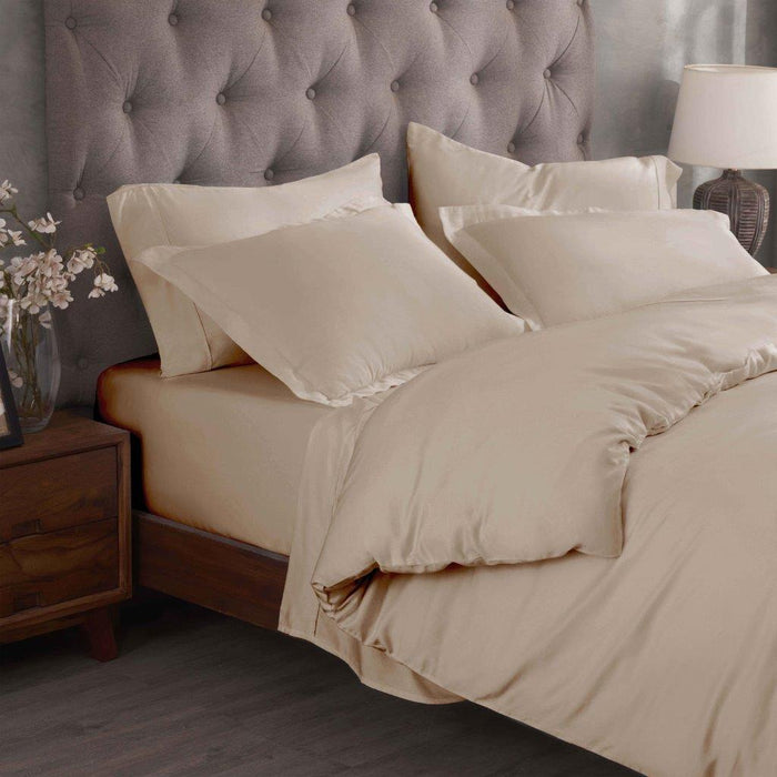 Egyptian Cotton 300 Thread Count Solid Duvet Cover Set - Tan