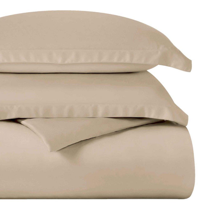 Egyptian Cotton 400 Thread Count Solid Duvet Cover Set - Tan