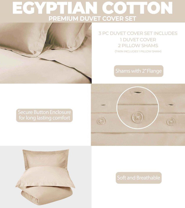 Egyptian Cotton 300 Thread Count Solid Duvet Cover Set