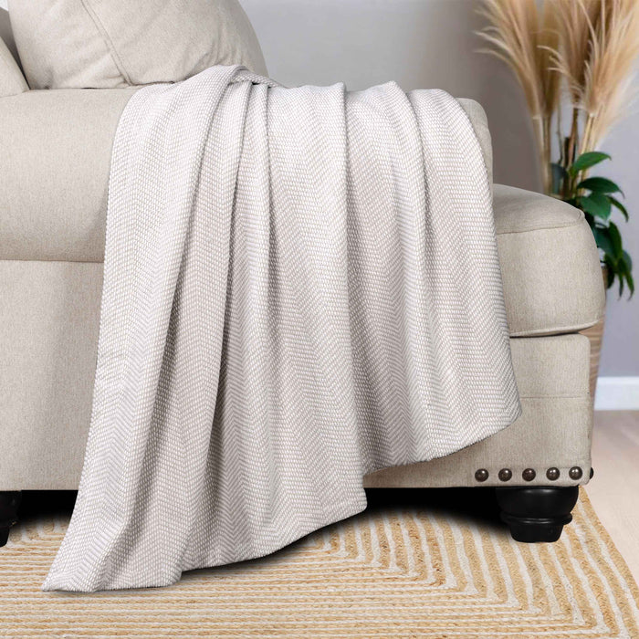 Maya Chenille Herringbone Medium Weight Cotton Blanket