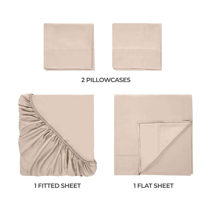 Egyptian Cotton 400 Thread Count Solid Deep Pocket Sheet Set - Tan