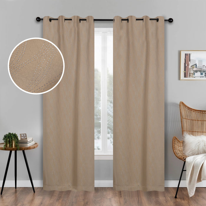 Zuri Textured Washable Room Darkening Blackout Curtain Panel Set