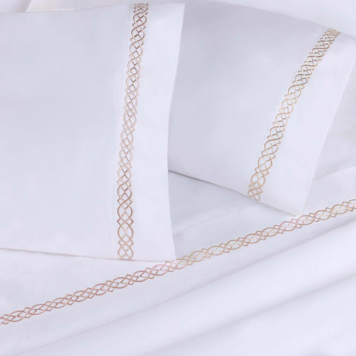 Egyptian Cotton 1000 Thread Count Embroidered Pillowcases (Set of 2) - Tan