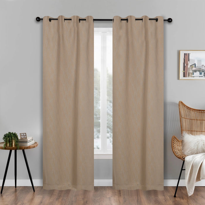 Zuri Textured Washable Room Darkening Blackout Curtain Panel Set