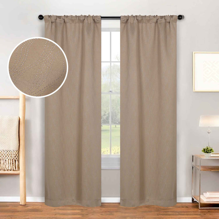 Zuri Textured Washable Room Darkening Blackout Curtain Panel Set