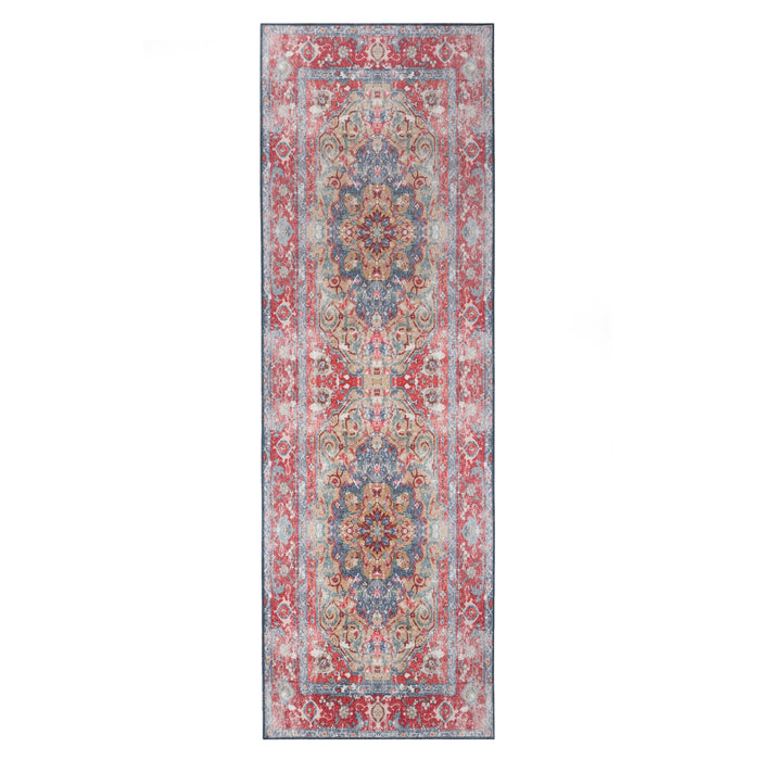 Tanager Rustic Non-Slip Machine Washable Indoor Area Rug or Runner Rug - Red