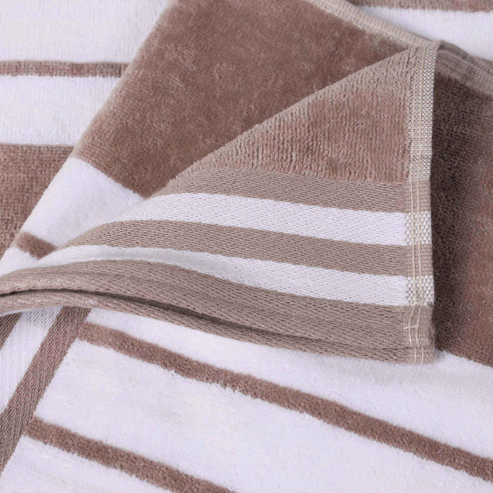 Cabana Stripe Oversized Cotton Beach Towel Set Of 2, 4, 6 - Taupe