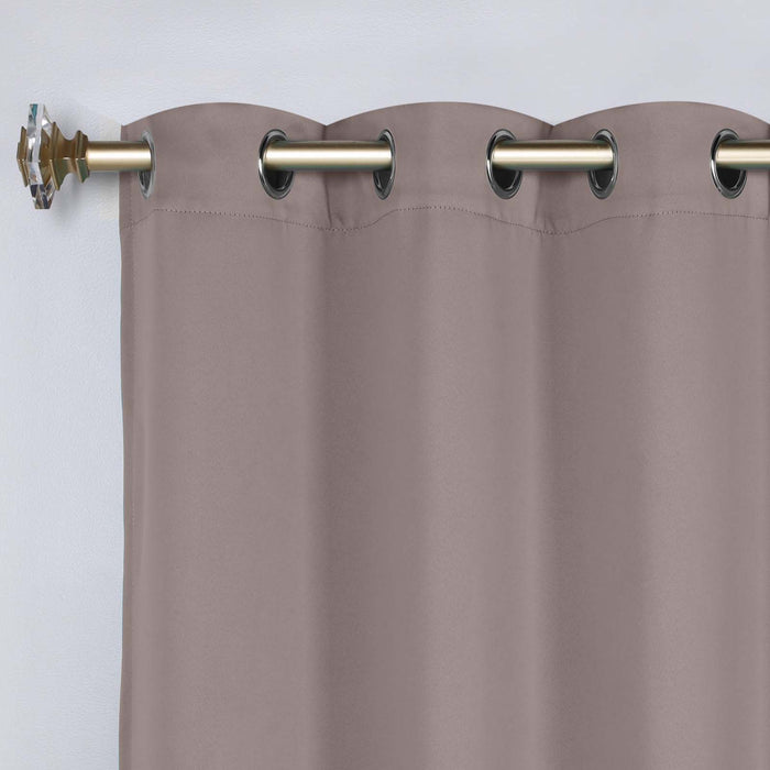 Solid Machine Washable Room Darkening Blackout Curtains, Set of 2 - Taupe