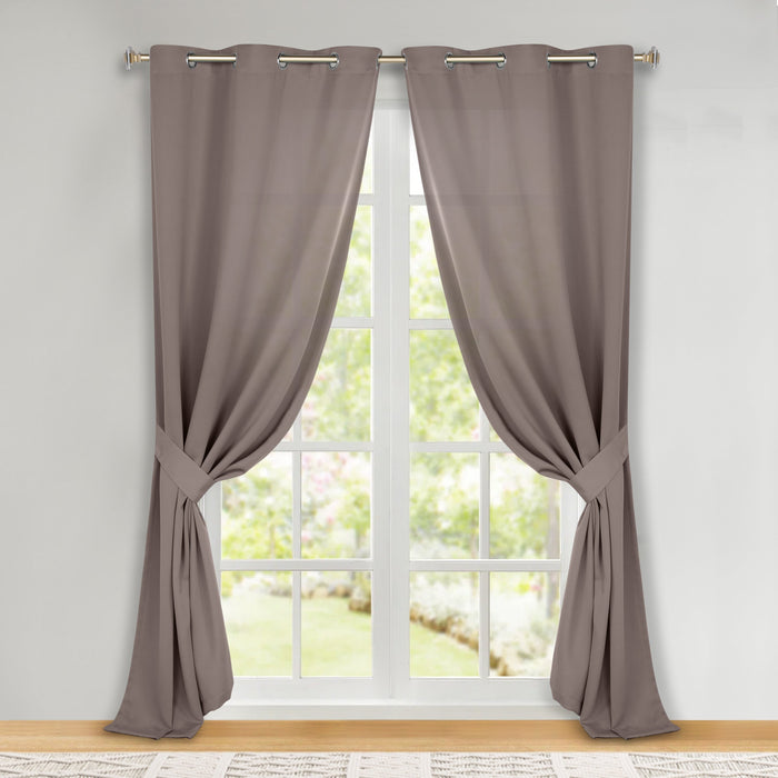 Solid Machine Washable Room Darkening Blackout Curtains, Set of 2 - Taupe