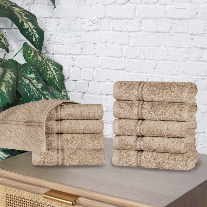 Heritage Egyptian Cotton 10 Piece Face Towel Set - Taupe