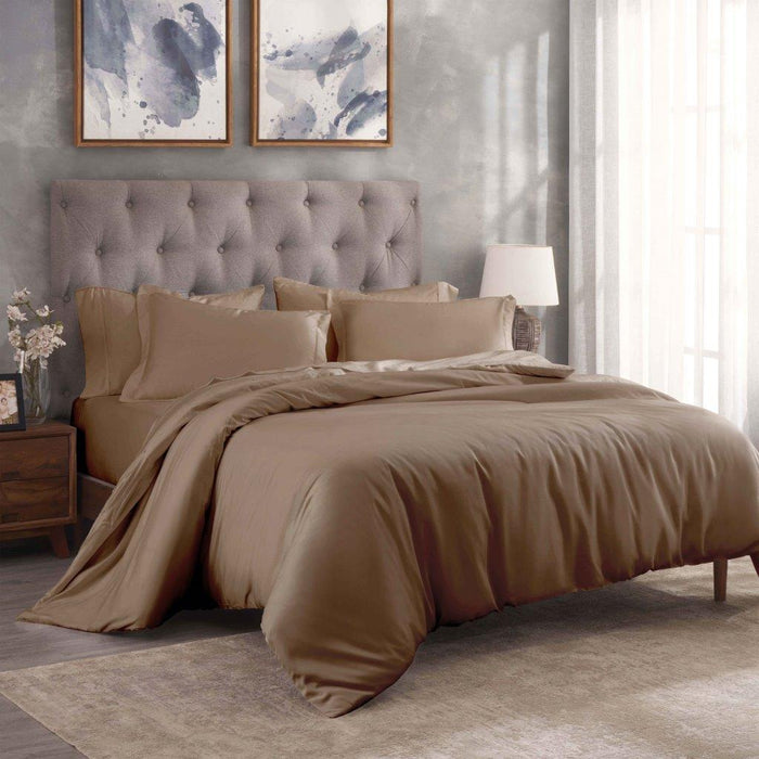 Egyptian Cotton 300 Thread Count Solid Duvet Cover Set - Taupe