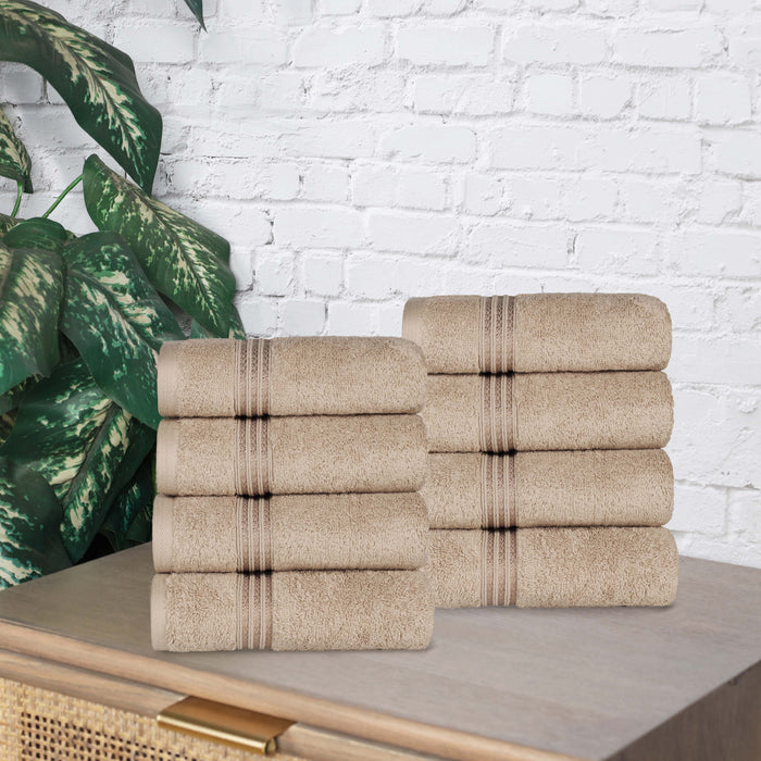 Egyptian Cotton 8 Piece Solid Hand Towel Set - Taupe