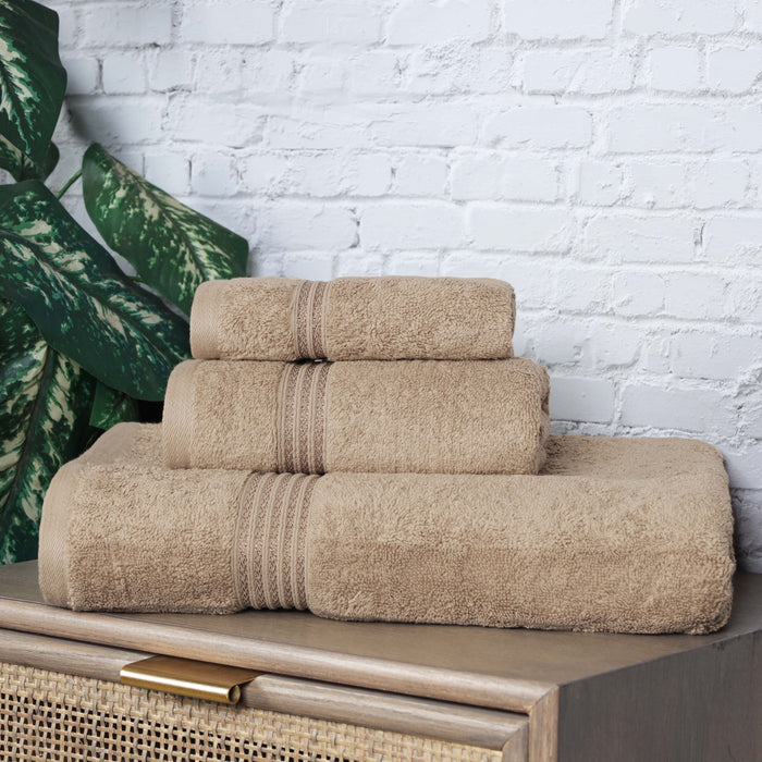 Egyptian Cotton Solid 3 piece Towel Set - Taupe