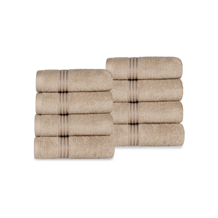 Egyptian Cotton 8 Piece Solid Hand Towel Set - Taupe