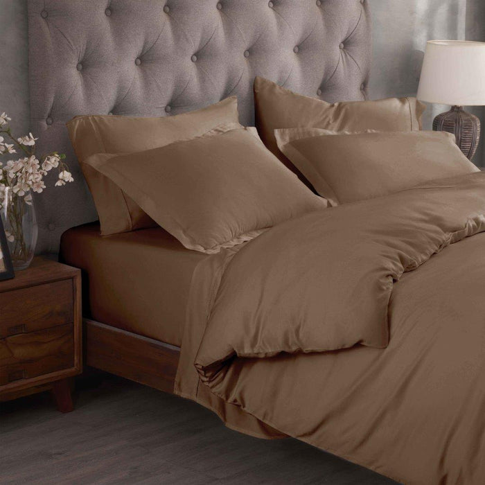 Egyptian Cotton 300 Thread Count Solid Duvet Cover Set - Taupe