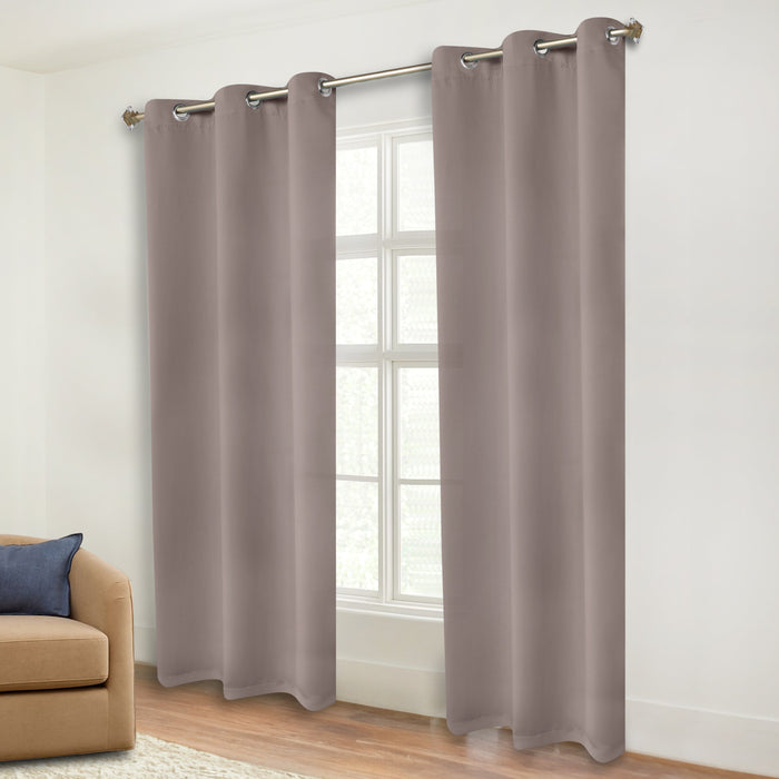 Solid Machine Washable Room Darkening Blackout Curtains, Set of 2 - Taupe