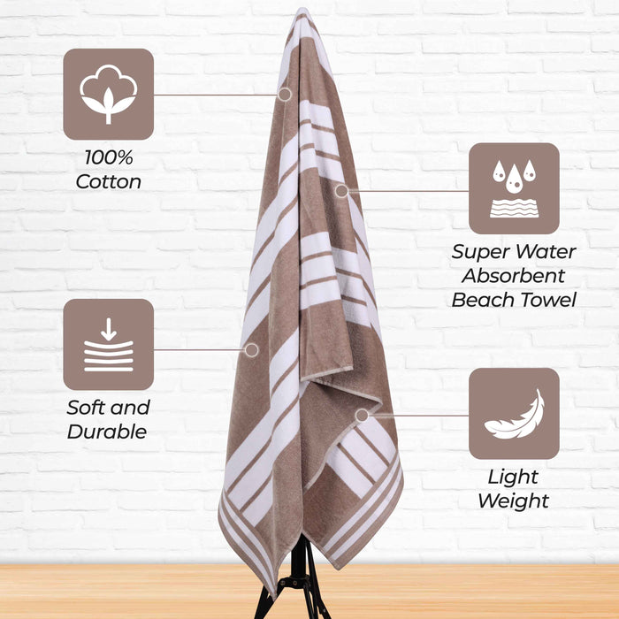 Cabana Stripe Oversized Cotton Beach Towel Set Of 2, 4, 6 - Taupe