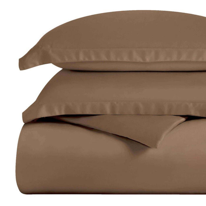 Egyptian Cotton 300 Thread Count Solid Duvet Cover Set - Taupe