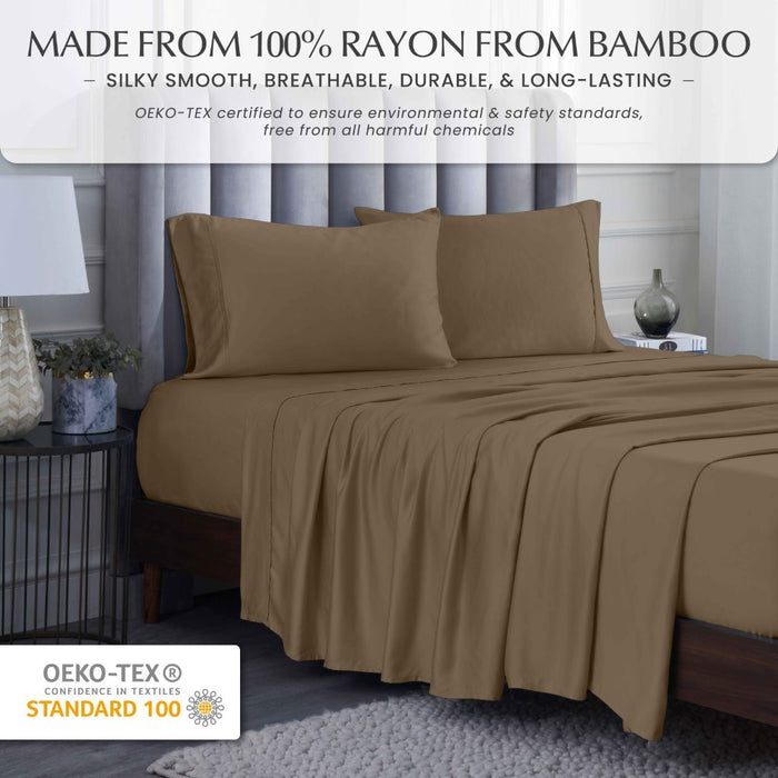 300 Thread Count Rayon From Bamboo Solid Deep Pocket Sheet Set