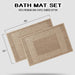 Cotton 2 Piece Greek Key Border Super Absorbent Bath Mat Set - Taupe