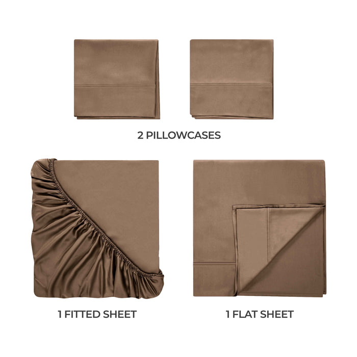 Egyptian Cotton 400 Thread Count Deep Pocket Sheet Set - Taupe