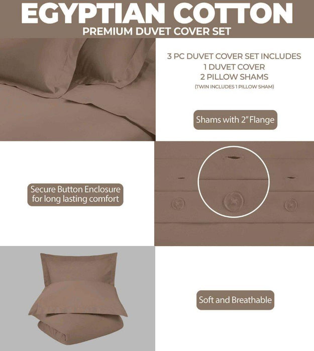 Egyptian Cotton 300 Thread Count Solid Duvet Cover Set