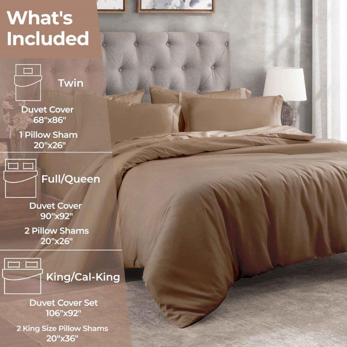 Egyptian Cotton 400 Thread Count Solid Duvet Cover Set - Taupe