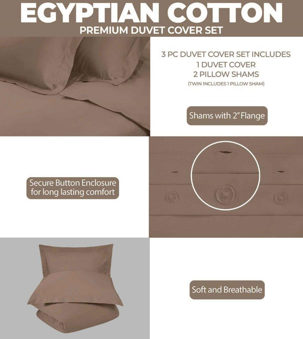 Egyptian Cotton 400 Thread Count Solid Duvet Cover Set