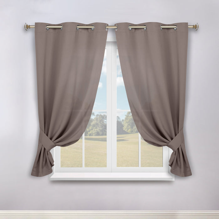 Solid Machine Washable Room Darkening Blackout Curtains, Set of 2 - Taupe