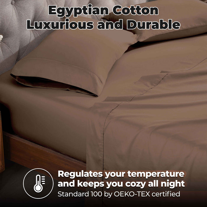 Egyptian Cotton 400 Thread Count Deep Pocket Sheet Set - Taupe