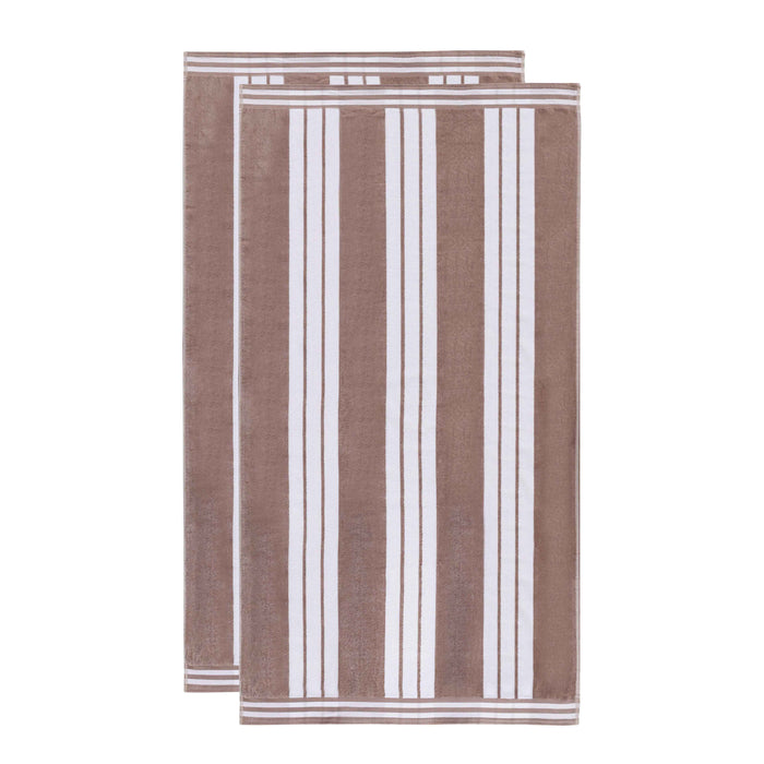 Cabana Stripe Oversized Cotton Beach Towel Set Of 2, 4, 6 - Taupe