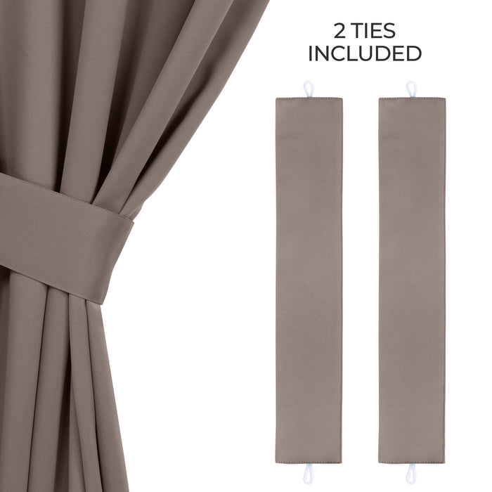 Solid Machine Washable Room Darkening Blackout Curtains, Set of 2 - Taupe