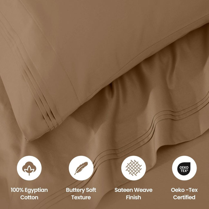 1000 Thread Count Egyptian Cotton Bed Sheet Set Olympic Queen